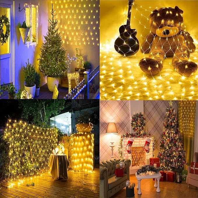 Luminițe decorative tip plasă, Alb Cald, 200 LED, 3 x 1.8m, interconectabile - imagine 7