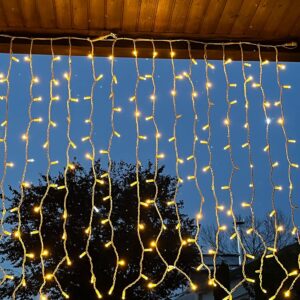 Perdea de luminițe alb cald, 180 LED, 4 x 0,6m, interconectabile, Pinpoxe