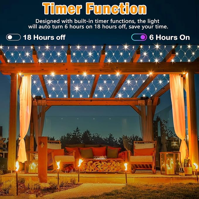 Luminițe decorative tip plasă, Alb Cald, 200 LED, 3 x 1.8m, interconectabile - imagine 2