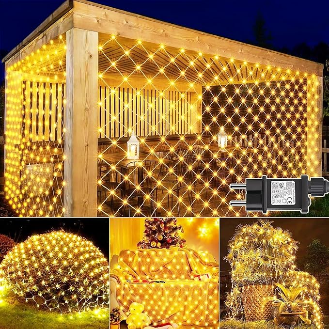 Luminițe decorative tip plasă, Alb Cald, 200 LED, 3 x 1.8m, interconectabile - imagine 4