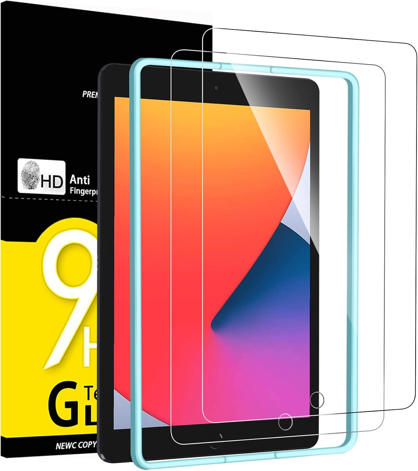 Folie pentru iPad gen. 7/8/9 10.2'' de sticlă temperată, cu instrument de aliniere, New'c
