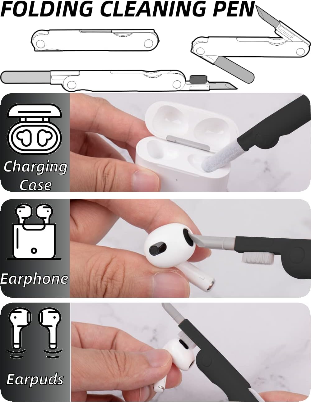 Kit 7 în 1 de curățare tastatură, căști și telefon, Bloook - imagine 9