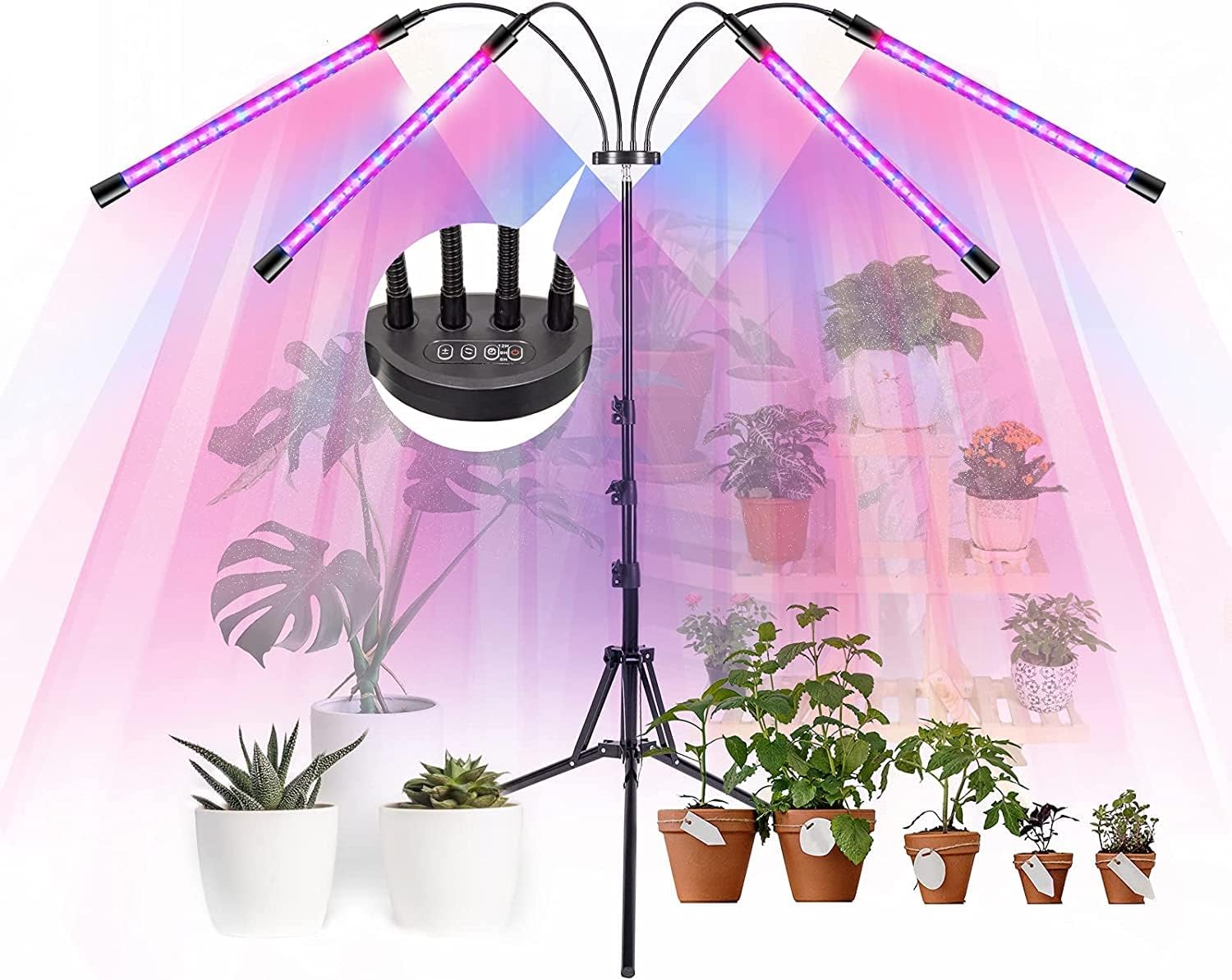 Lampă LED pentru creștere plante cu suport trepied și temporizator, Lebandwit - imagine 3