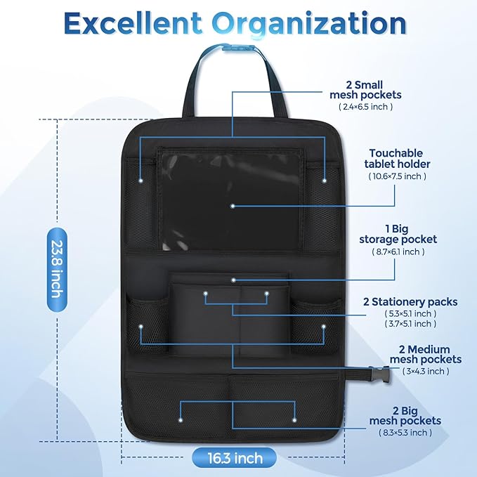 Organizator Auto pentru spatele scaunului, Set 2, negru - imagine 4