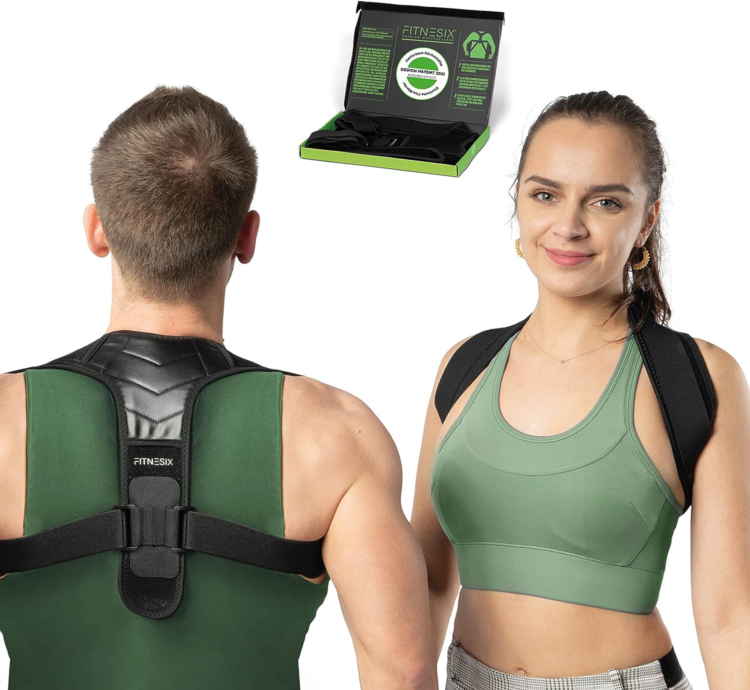 Corector de postura pentru spate cu benzi elastice corpodinamice, Fitnesix Flex-Back