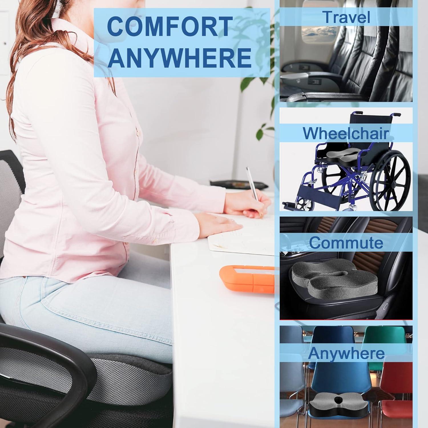 Perna pentru scaun din spumă cu memorie, ergonomică, Elviros - imagine 5