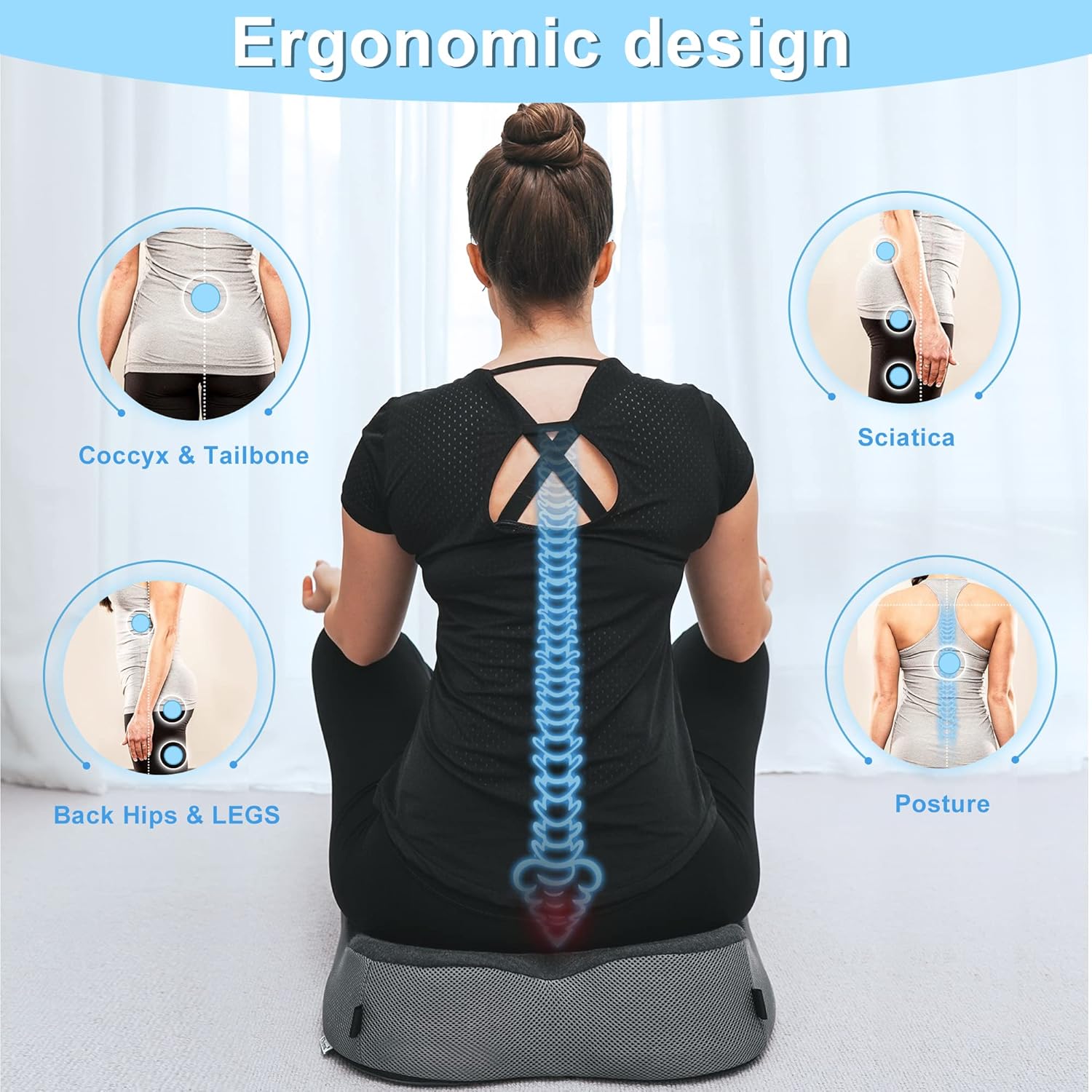 Perna pentru scaun din spumă cu memorie, ergonomică, Elviros - imagine 4