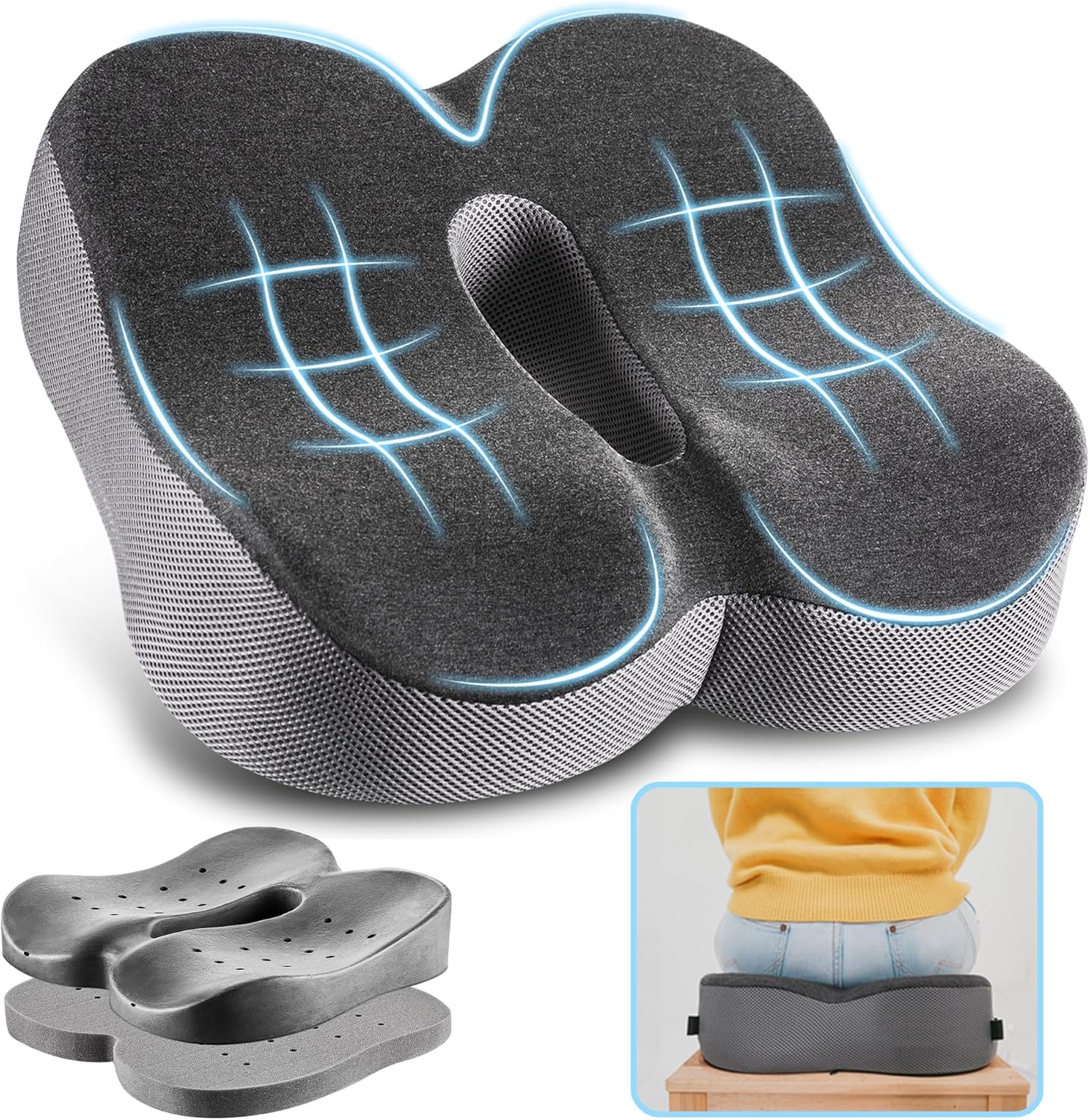 Perna pentru scaun din spumă cu memorie, ergonomică, Elviros
