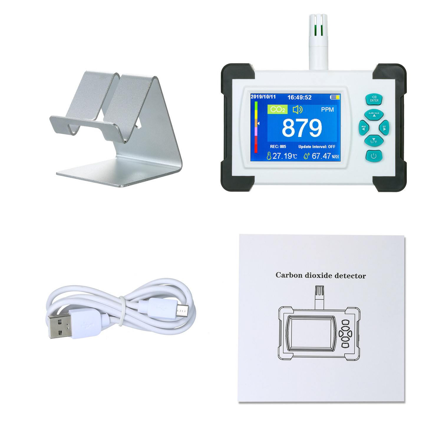 Detector de calitatea aerului cu monitorizare CO2, portabil - imagine 7