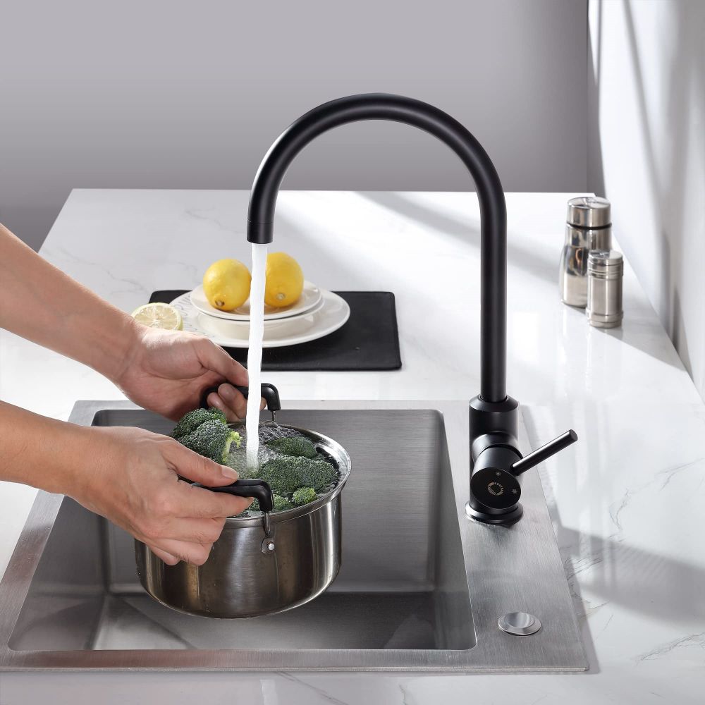 Robinet de bucatarie cu rotire 360 grade, negru, Cecipa - imagine 2