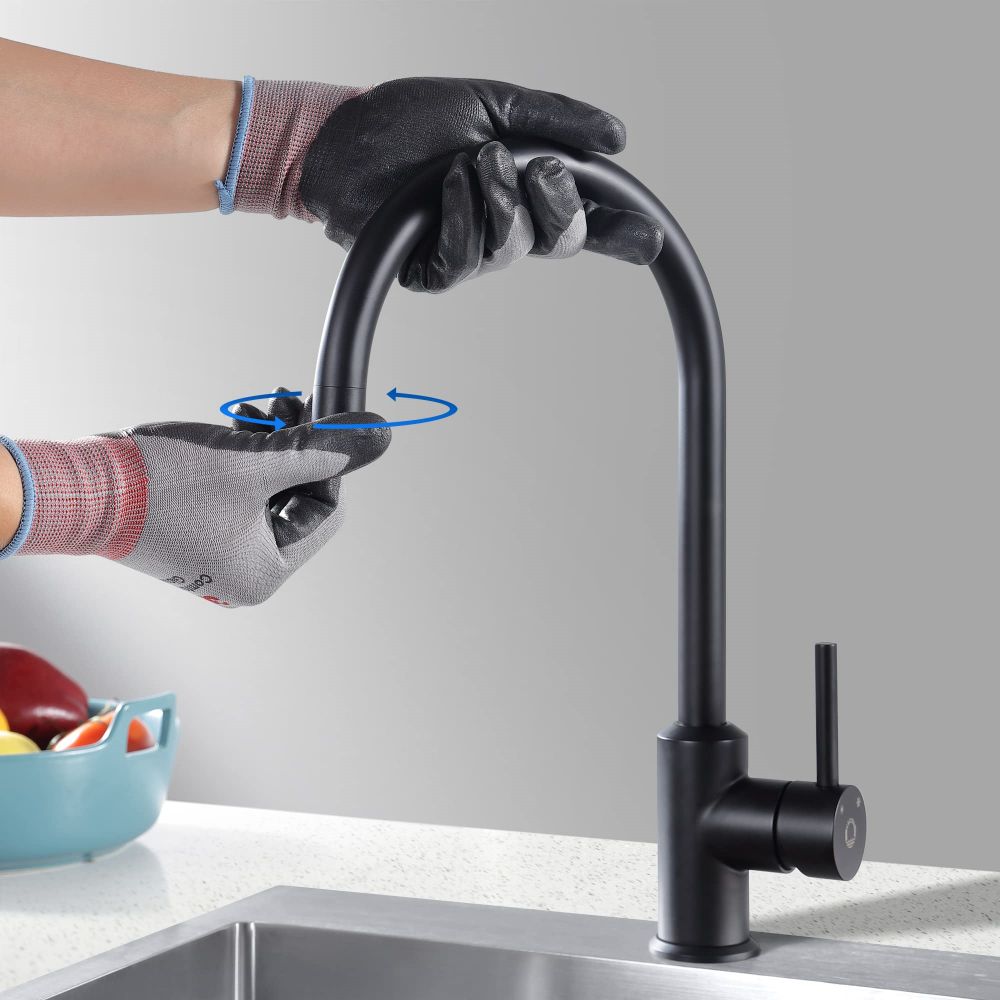 Robinet de bucatarie cu rotire 360 grade, negru, Cecipa - imagine 5