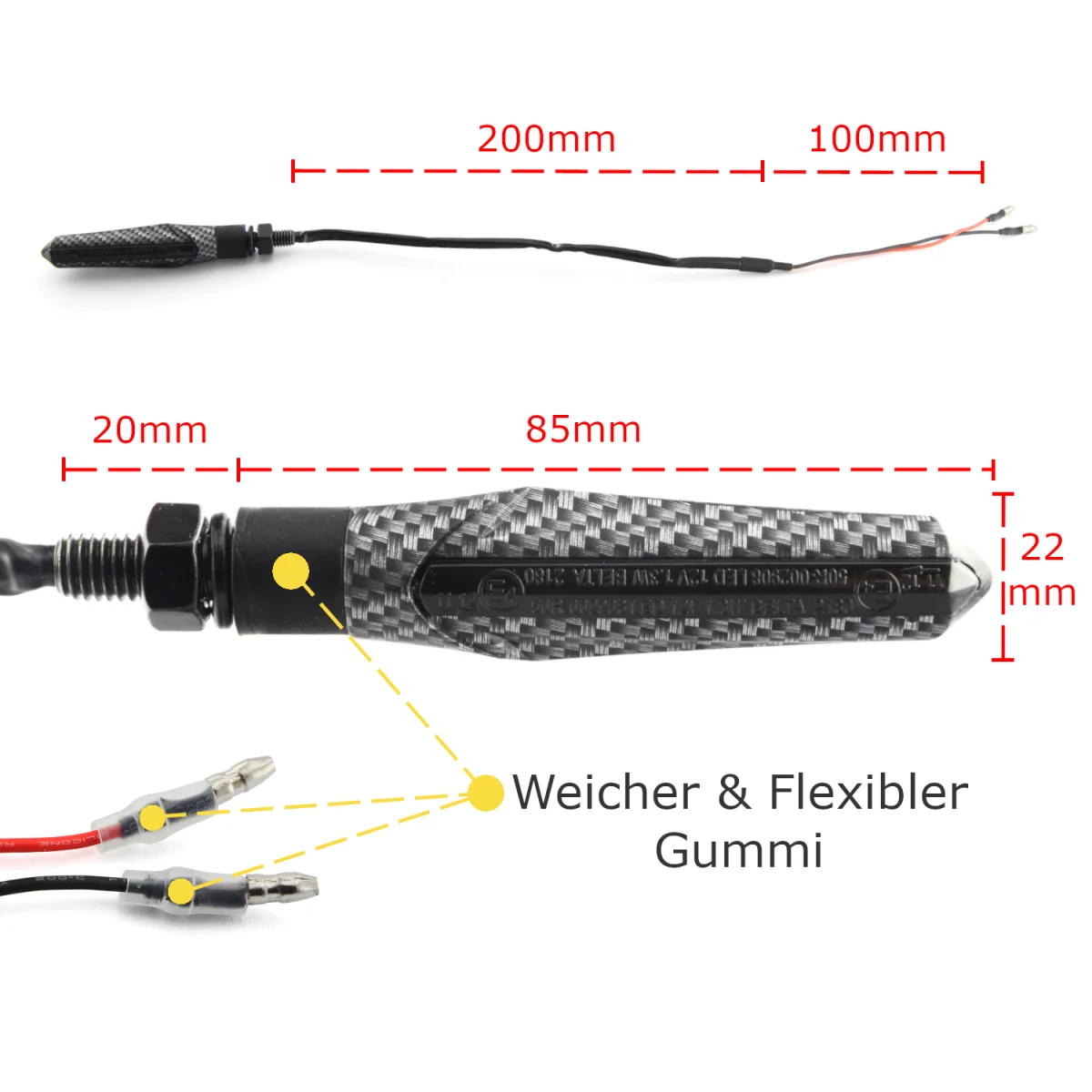 Semnalizari LED pentru motocicleta Area 1, cu aspect carbon, Set 4 - imagine 2