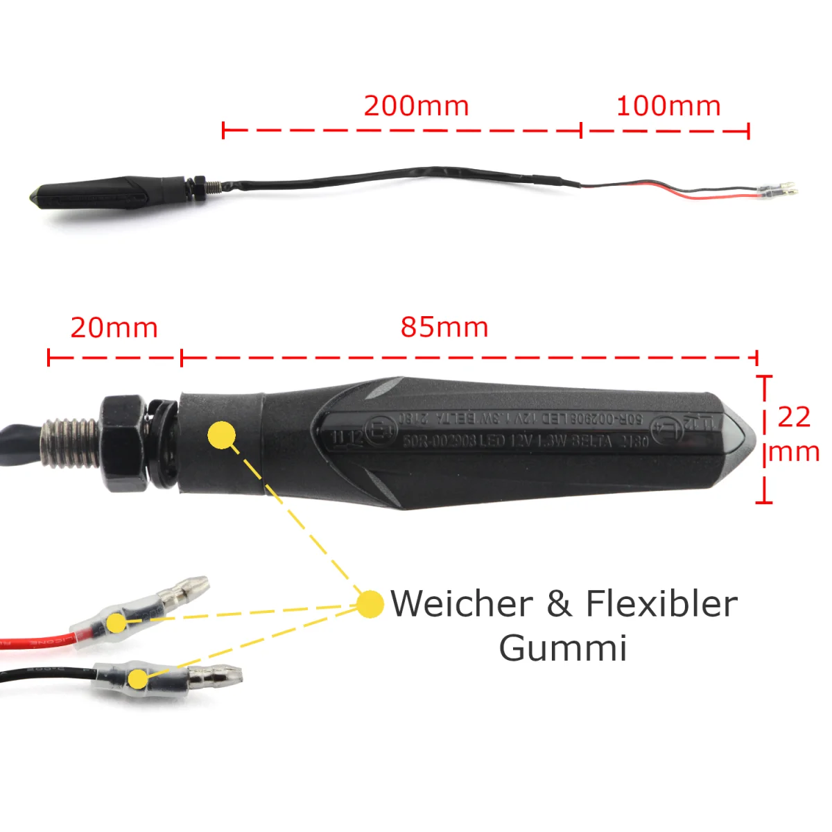 Set 4 Semnalizari LED pentru motocicleta Area 1 cu efect de lumină de mers, negru, filet M8 - imagine 2