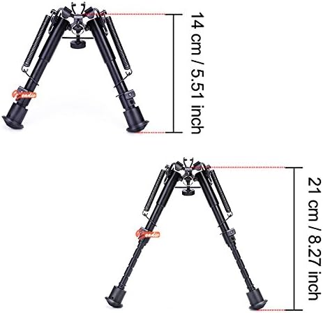 Bipod extensibil pentru armă cu suport pentru curea, Zeadio - imagine 6