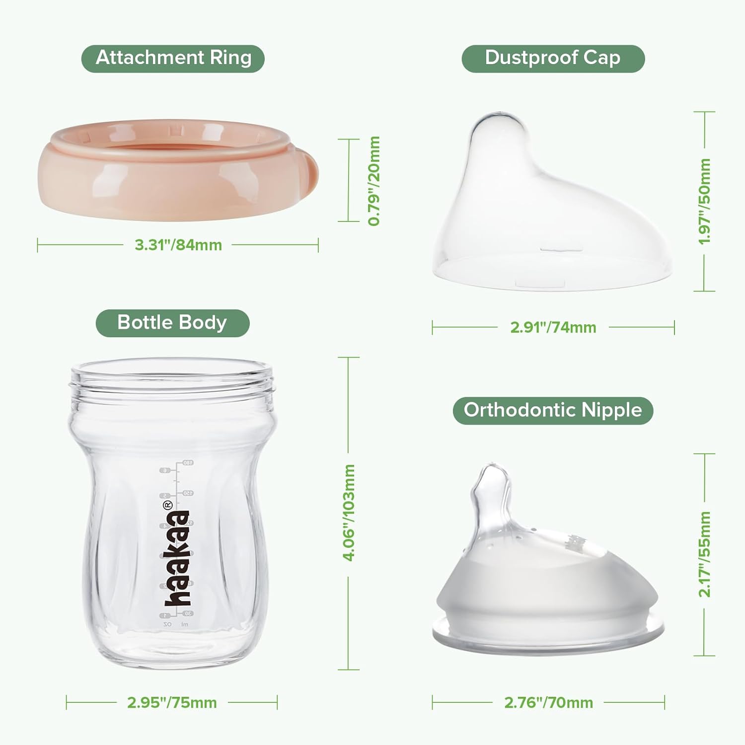 Sticluță bebe din sticlă Haakaa 180ml, Gen. 3 - imagine 2