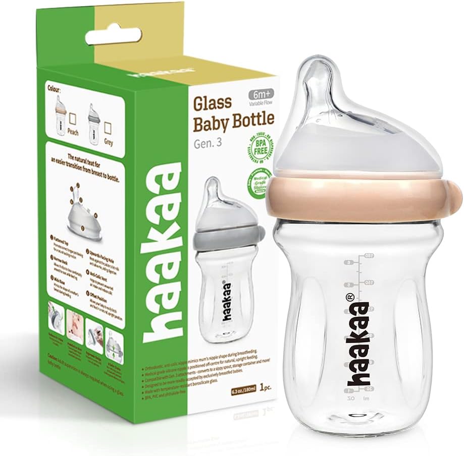 Sticluță bebe din sticlă Haakaa 180ml, Gen. 3 - imagine 6