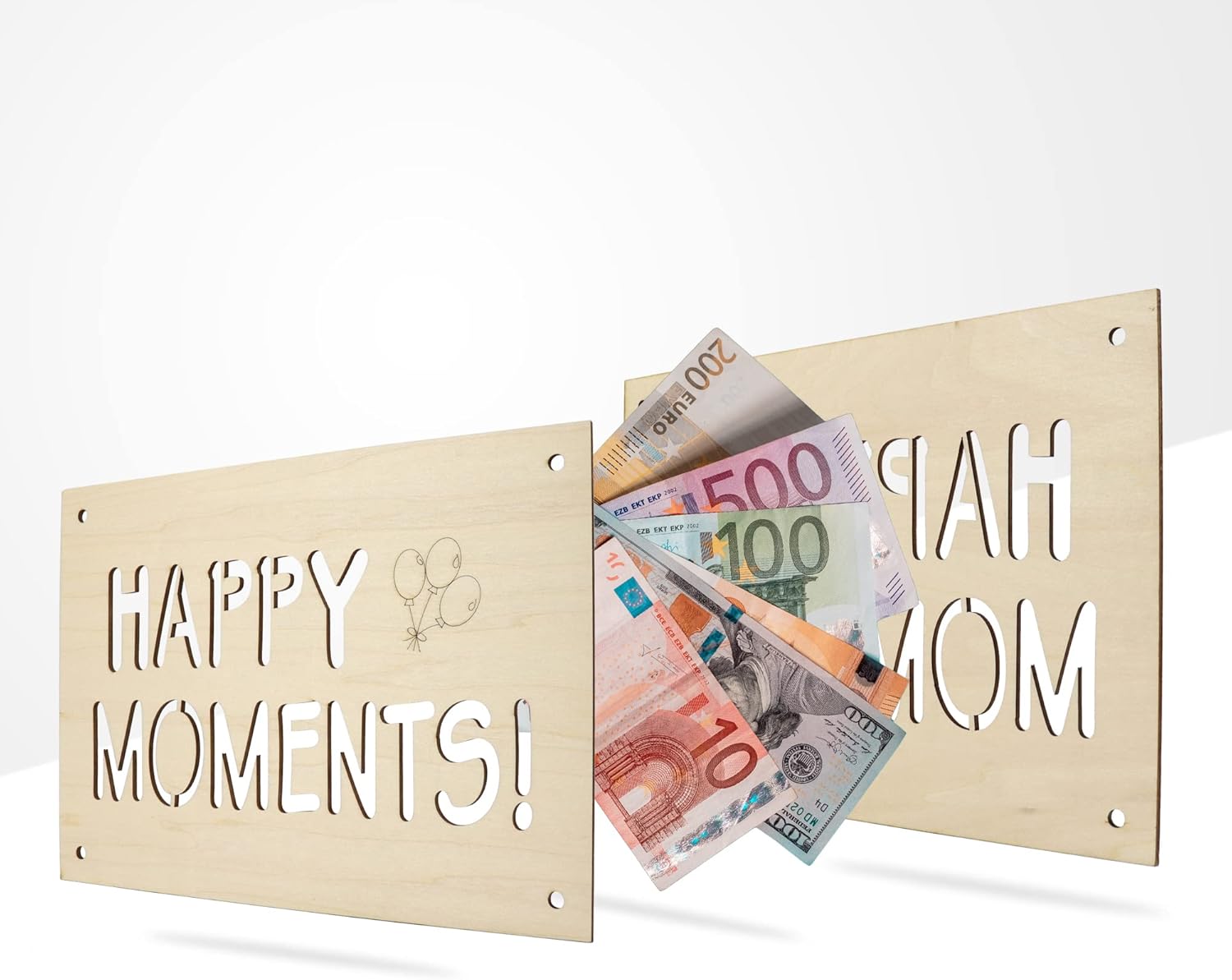 Card pentru banii de cadou, din lemn