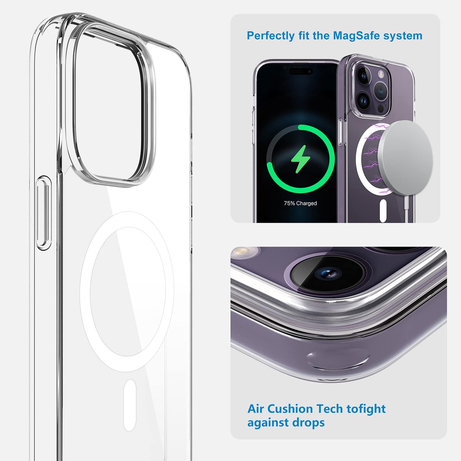 Husă cu MagSafe pentru iPhone 13 Pro Max transparentă, BR - imagine 2