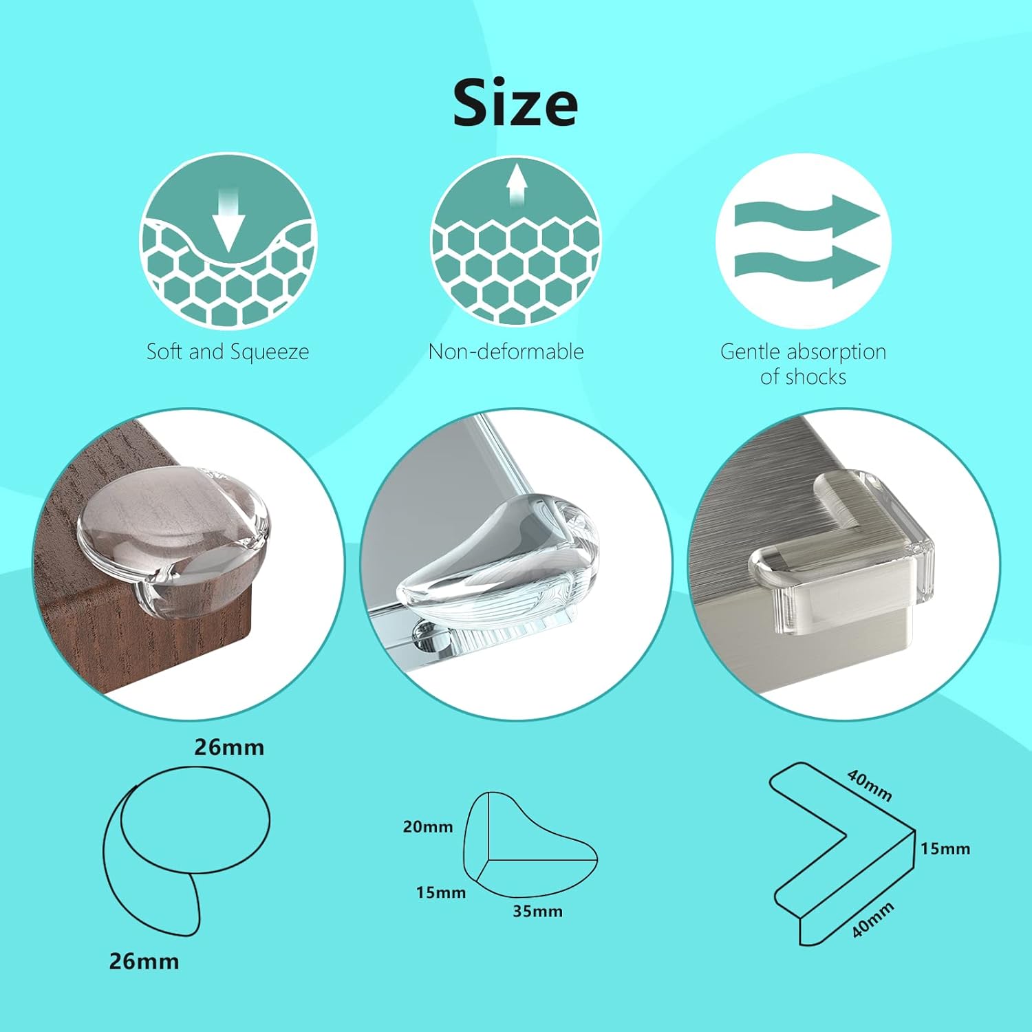 Protecție pentru margini și colțuri de mobilier transparente, set 18 - imagine 4