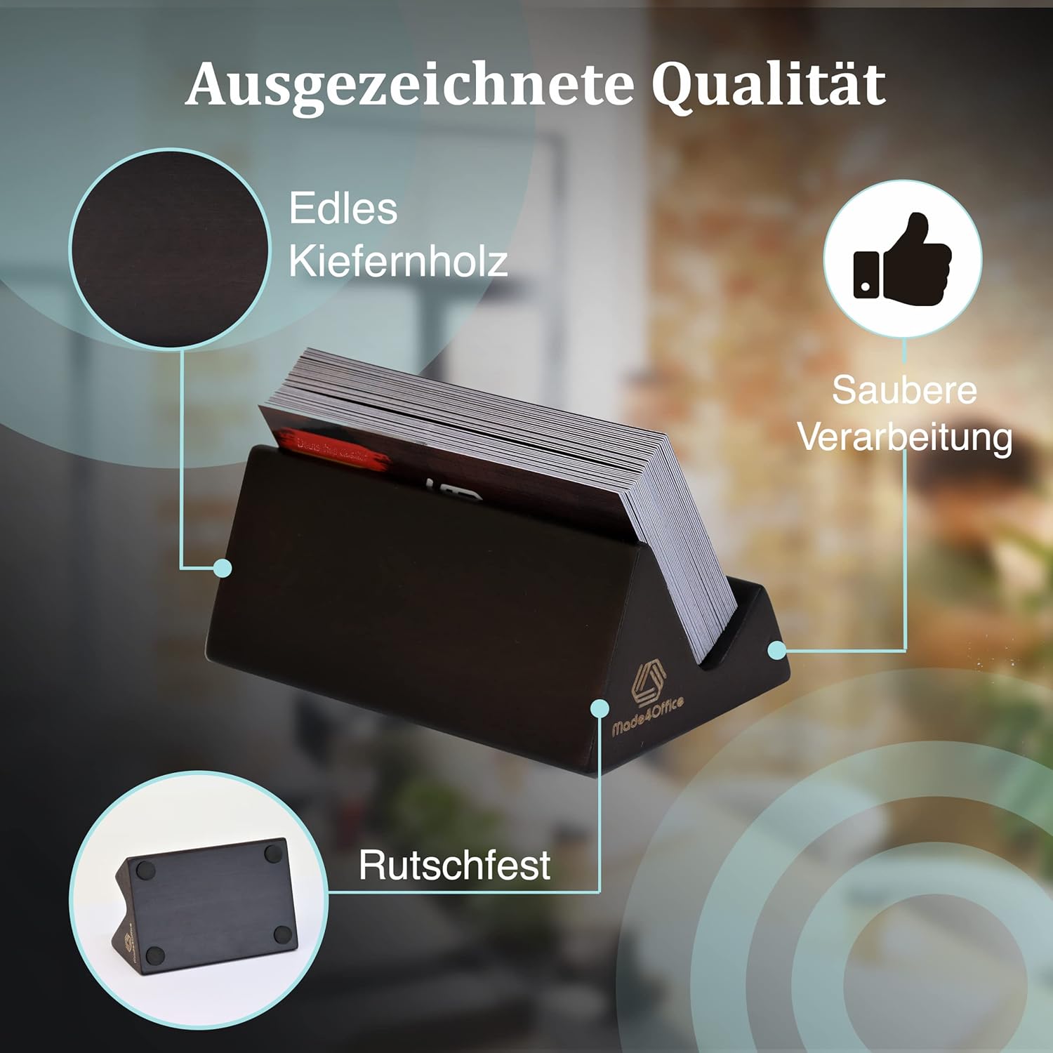 Suport pentru cărți de vizită din lemn de pin Made4Office - imagine 3