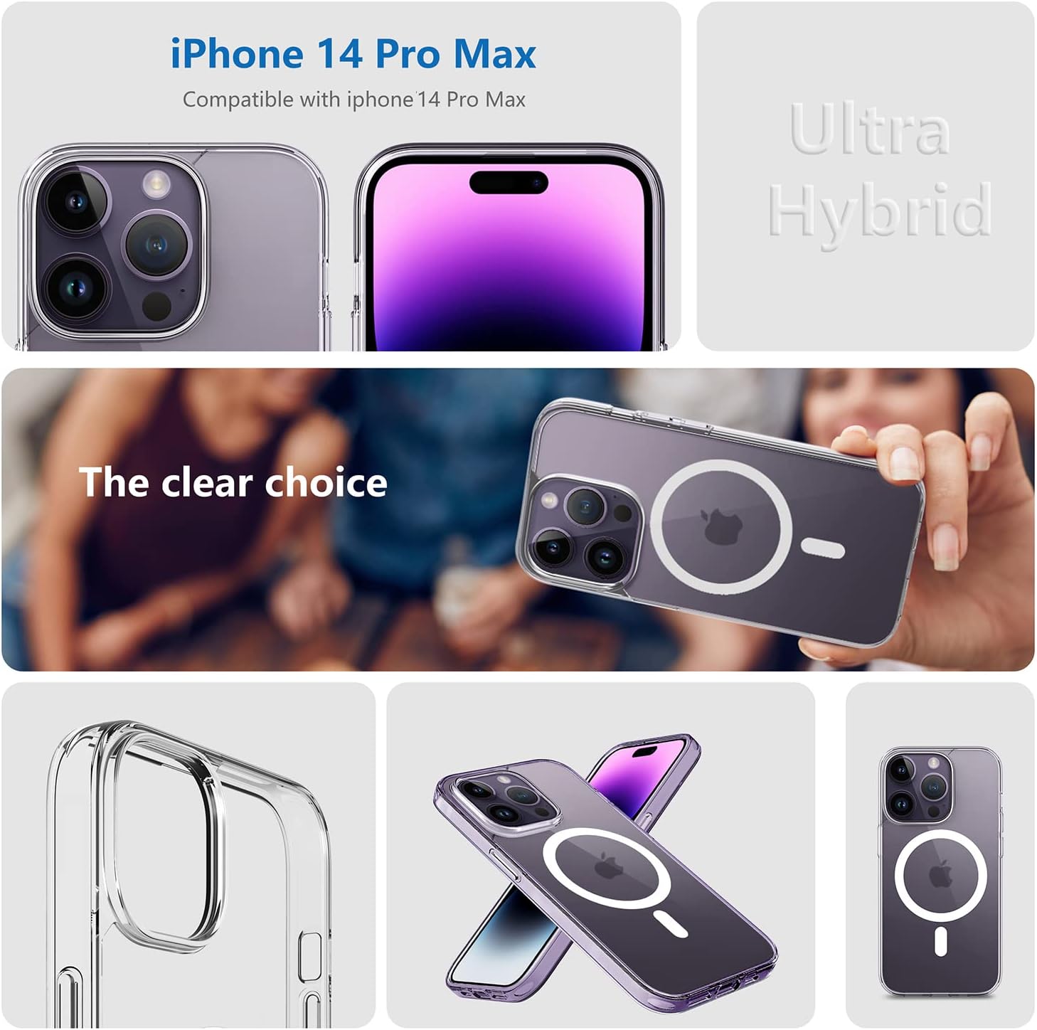 Husă cu MagSafe pentru iPhone 14 Pro Max transparentă, BR - imagine 2