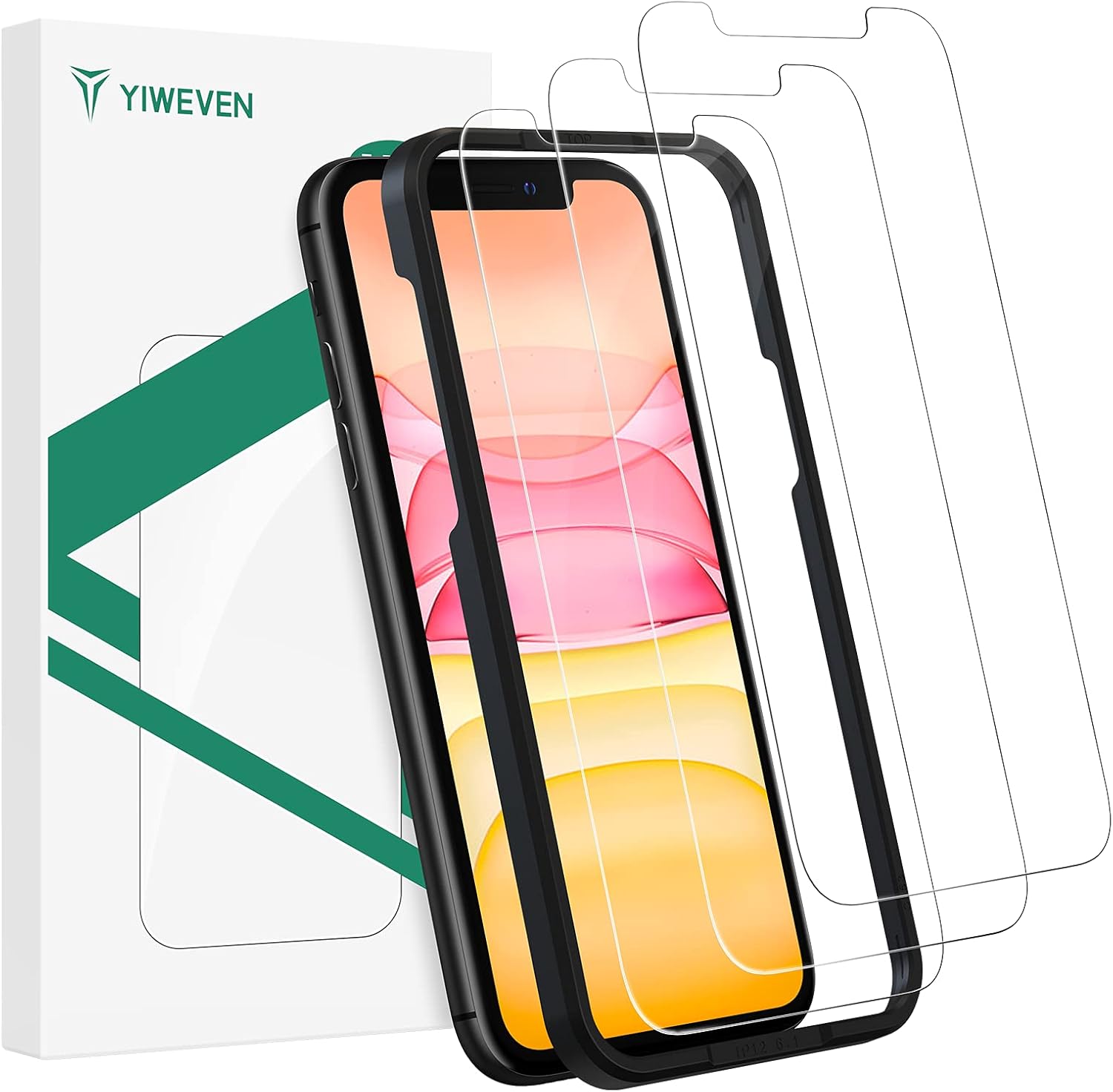 Protecție de ecran iPhone 11/XR, set 3, HD temperată 9H, anti-bule Yiweven
