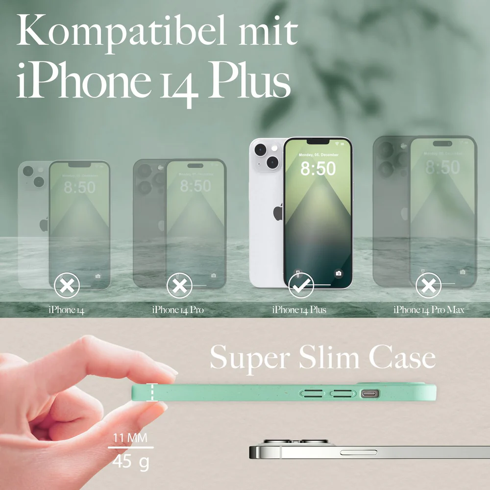 Husă pentru Iphone 14 Plus 100% organică turcoaz, Nalia - imagine 3