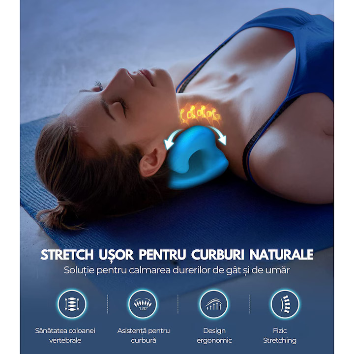 Perna cervicala pentru relaxare gat si umeri, albastra - imagine 2