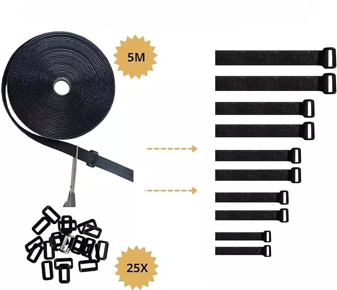 Bandă velcro pentru organizarea cablurilor, cu catarame și tăiere la dimensiune, Hazarox - imagine 5