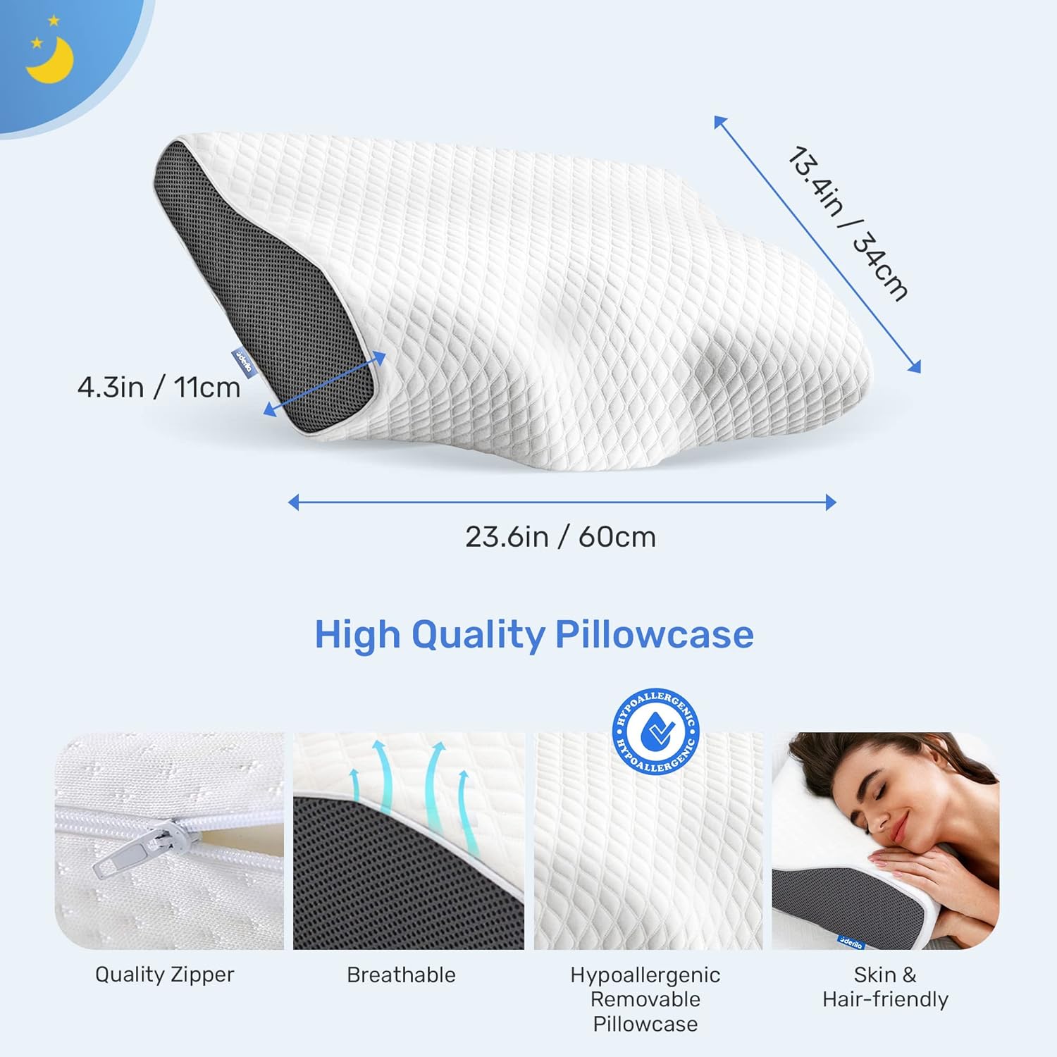 Perna cervicală ergonomică Derila din spumă viscoelastică - imagine 4