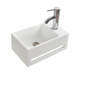 Lavoar suspendat pentru WC Allibert BANIO 40 cm, alb mat, cu suport integrat pentru prosop